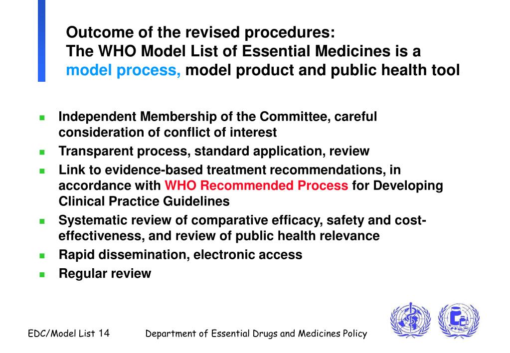 PPT The concept of essential drugs and the WHO Model List of