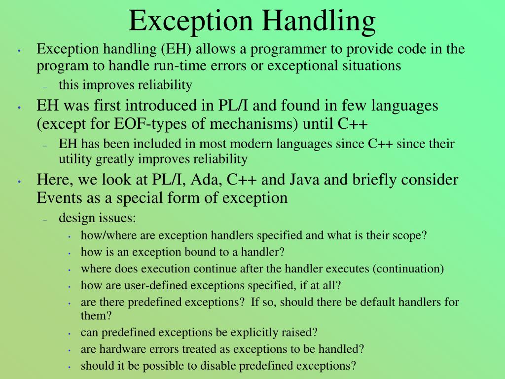 PPT Exception Handling PowerPoint Presentation, free download ID312907