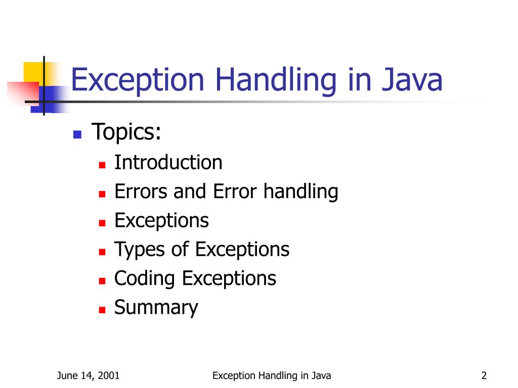 PPT Exception Handling in Java PowerPoint Presentation, free download