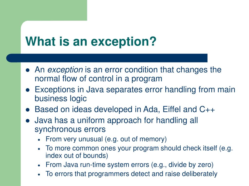 PPT Exceptions in Java PowerPoint Presentation, free download ID313203