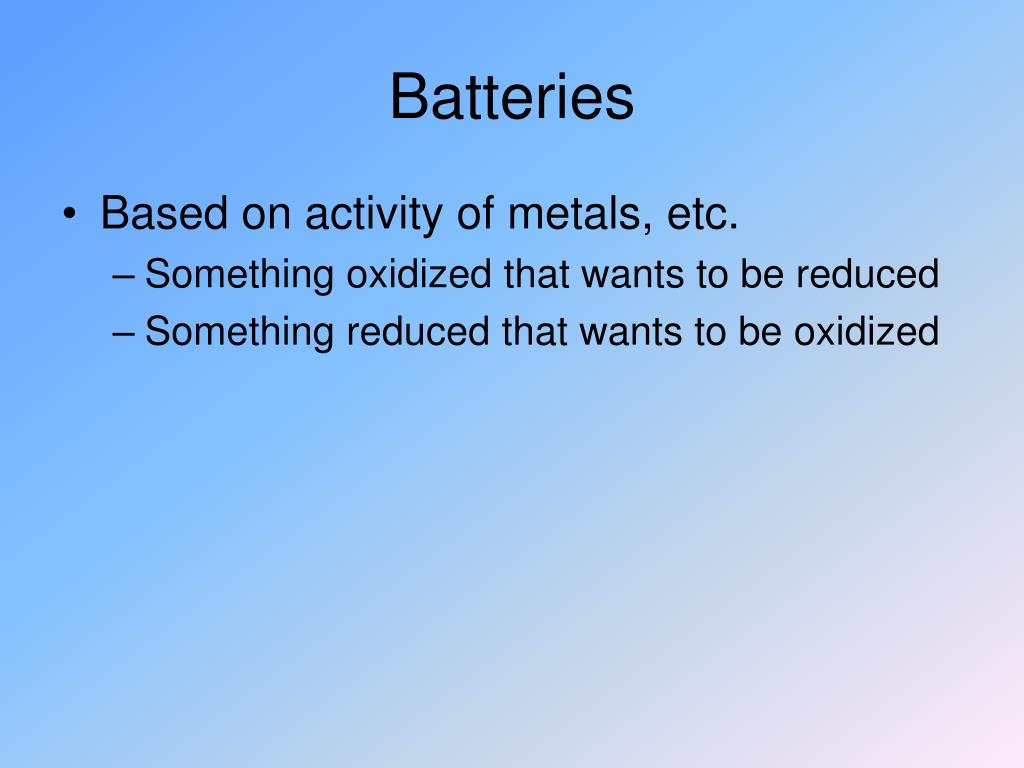 PPT Oxidation/Reduction & Batteries PowerPoint Presentation, free