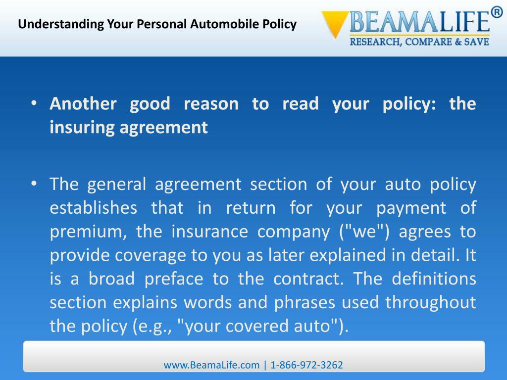 PPT Understanding Your Personal Automobile Policy PowerPoint