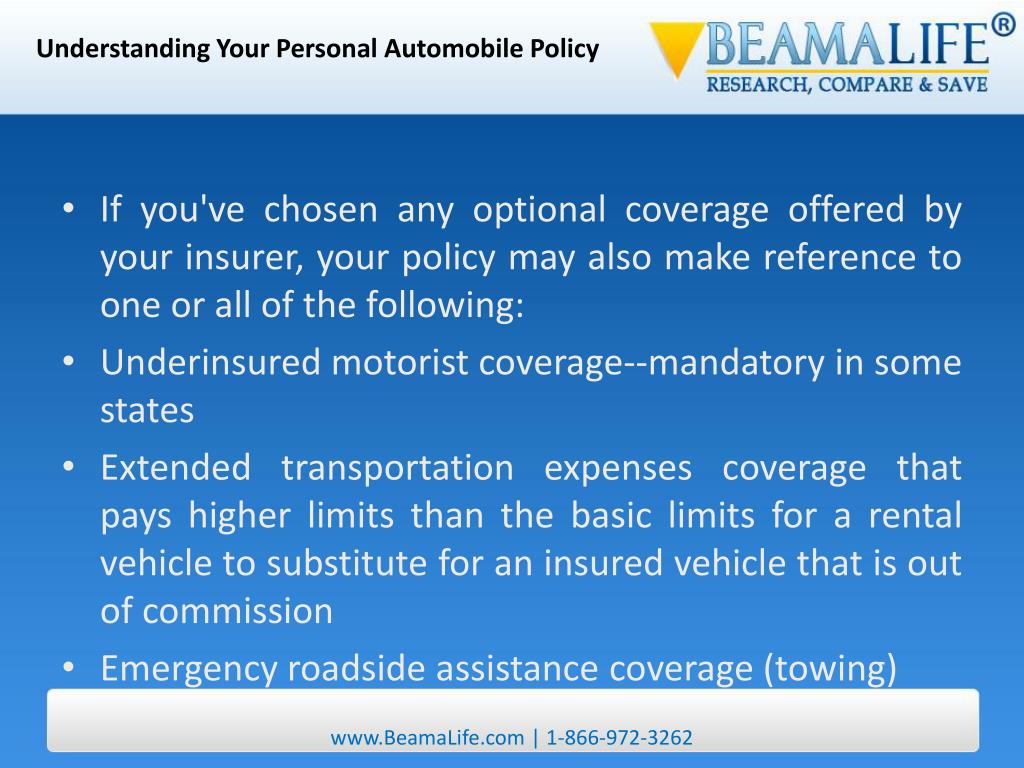 PPT Understanding Your Personal Automobile Policy PowerPoint