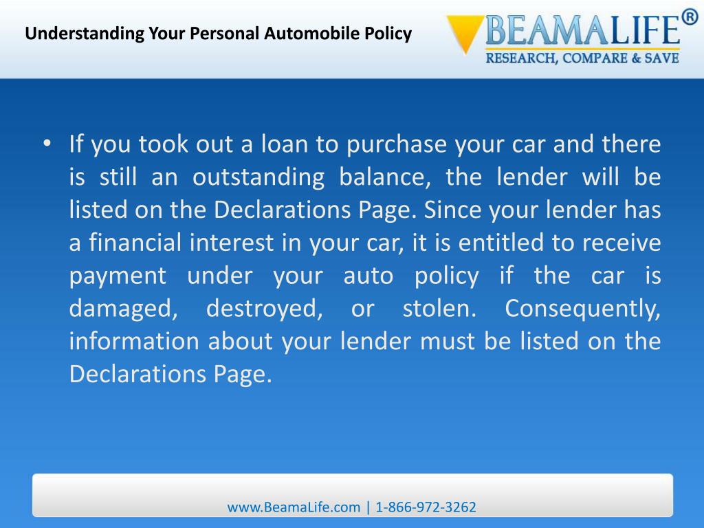 PPT Understanding Your Personal Automobile Policy PowerPoint