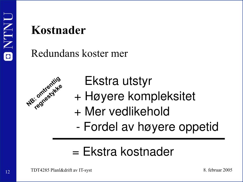 PPT Forelesning nr 14 Redundans PowerPoint Presentation, free