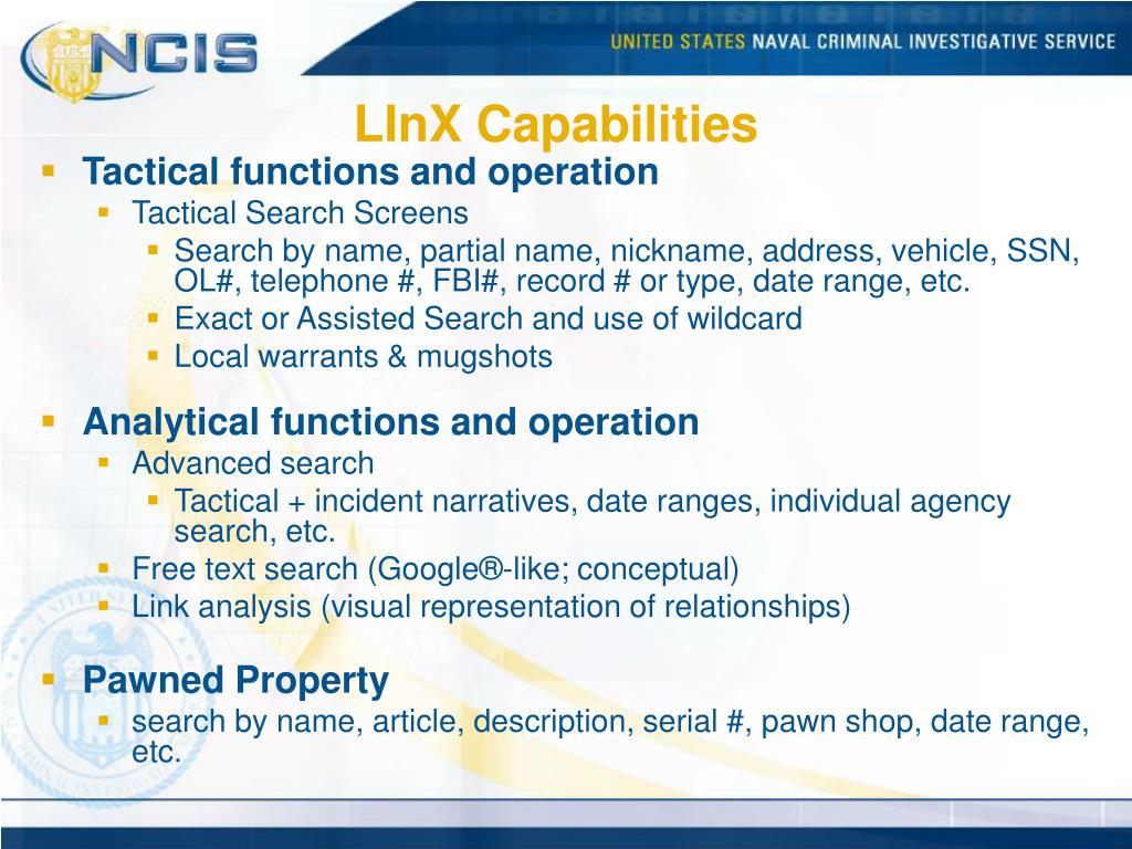 PPT The Law Enforcement Information Exchange (LInX) PowerPoint
