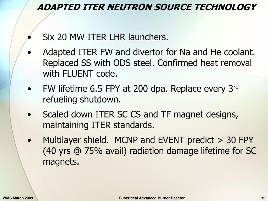 PPT SABR SUBCRITICAL ADVANCED BURNER REACTOR PowerPoint Presentation ID340442