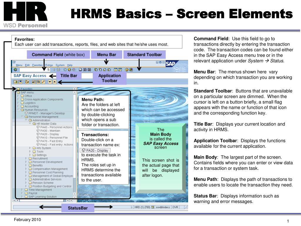 PPT HRMS Basics Screen Elements PowerPoint Presentation, free