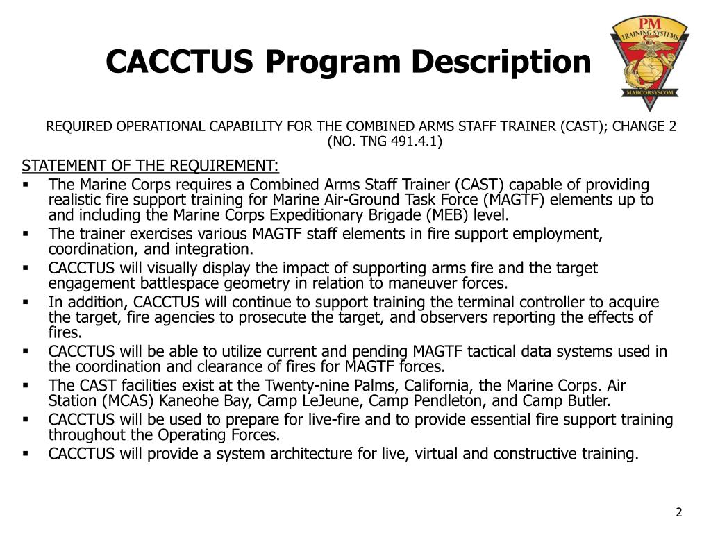 PPT Combined Arms C2 Training Upgrade System (CACCTUS) PowerPoint Presentation ID348164