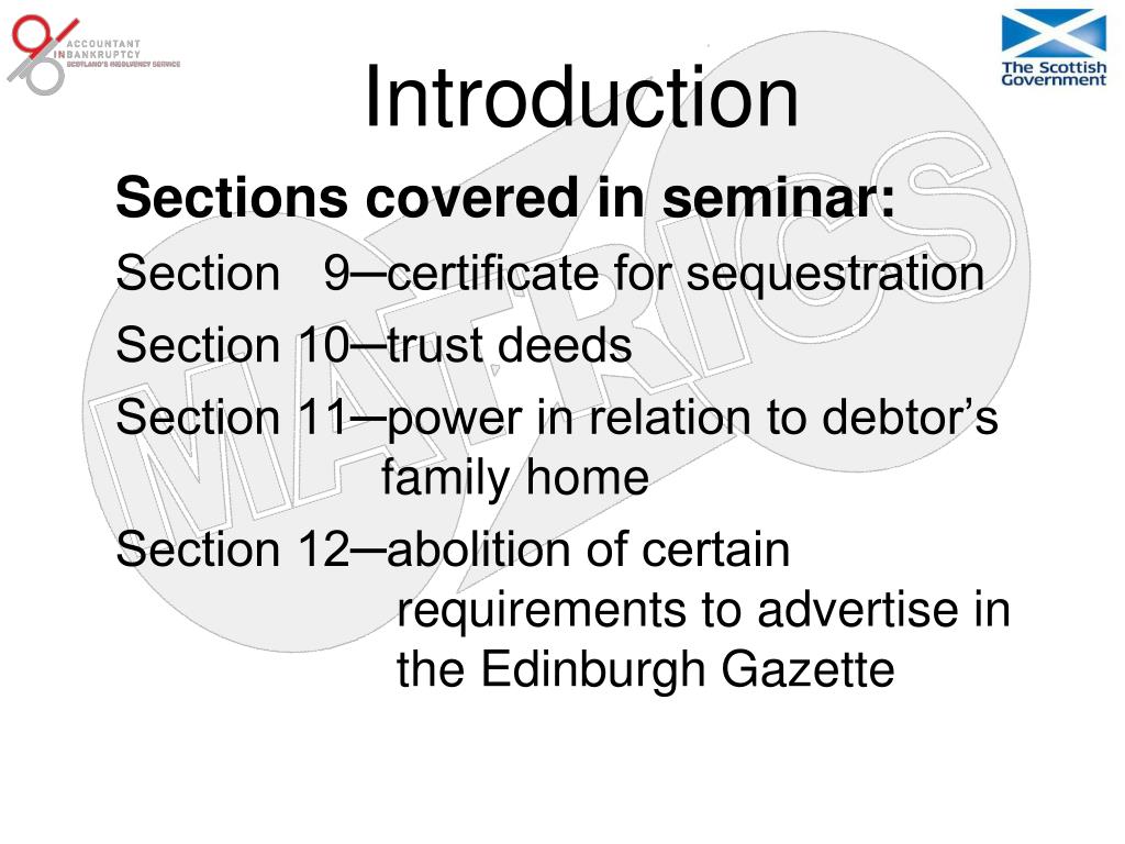 PPT Part 2 Sequestration and Trust Deeds PowerPoint Presentation