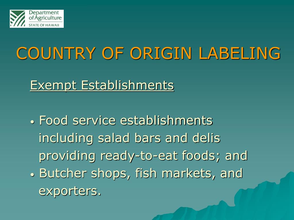 PPT COUNTRY OF ORIGIN LABELING (COOL) CTAHR Agricultural Education