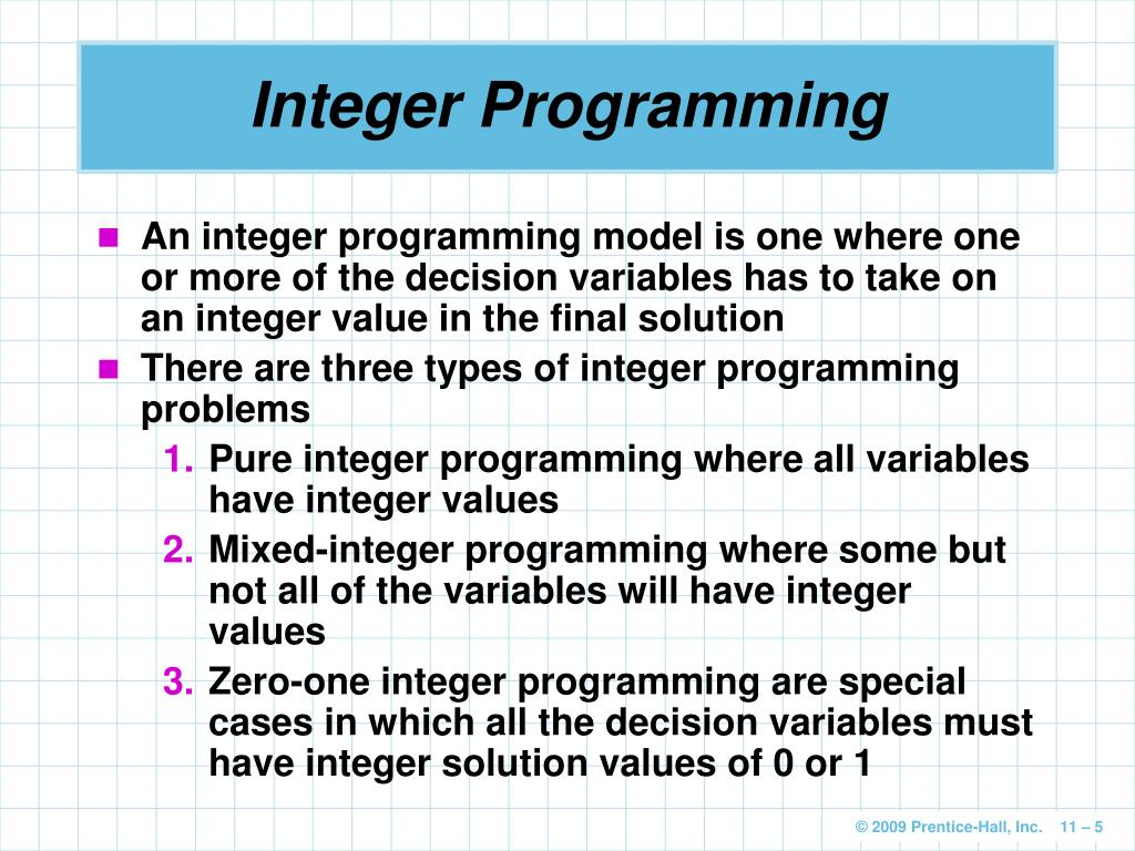 PPT Integer Programming, Goal Programming, and Programming