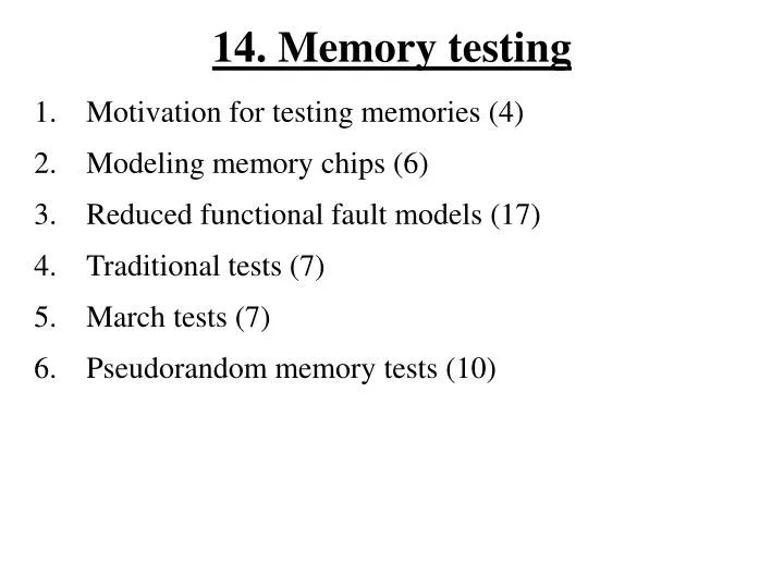 PPT 14. Memory testing PowerPoint Presentation, free download ID356748
