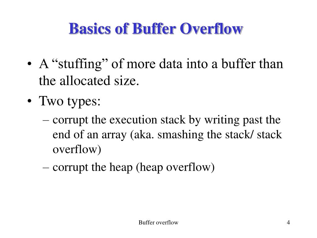 PPT BUFFER OVERFLOW PowerPoint Presentation, free download ID360920