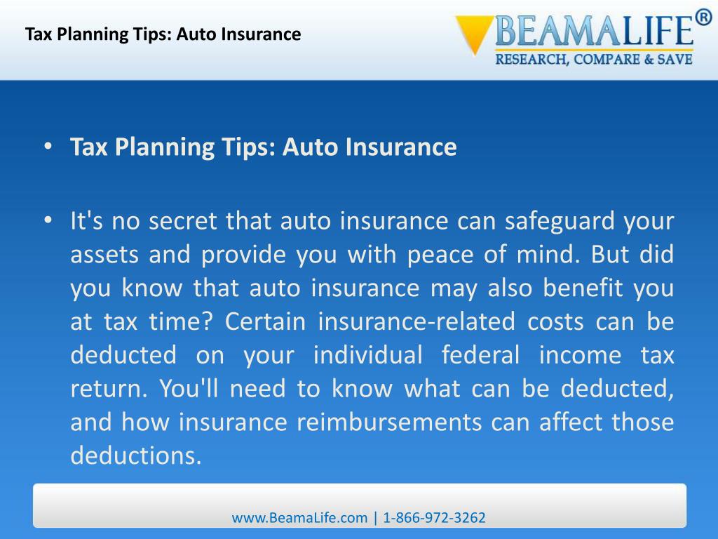 PPT tax planning tips auto insurance PowerPoint Presentation, free