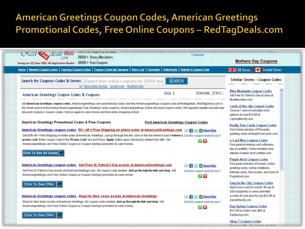 PPT American Greetings Coupon Codes PowerPoint Presentation, free
