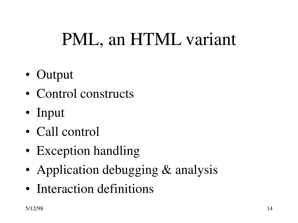 PPT PML A Language Interface to Networked Voice Response Units