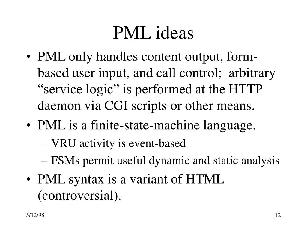 PPT PML A Language Interface to Networked Voice Response Units