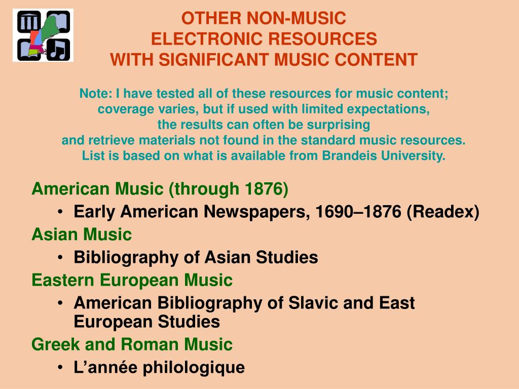 PPT Widely Accessed NonMusic Databases with Important Music Content