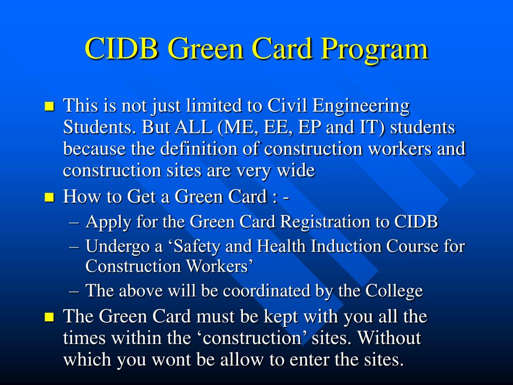 PPT CIDB Green Card Program PowerPoint Presentation, free download