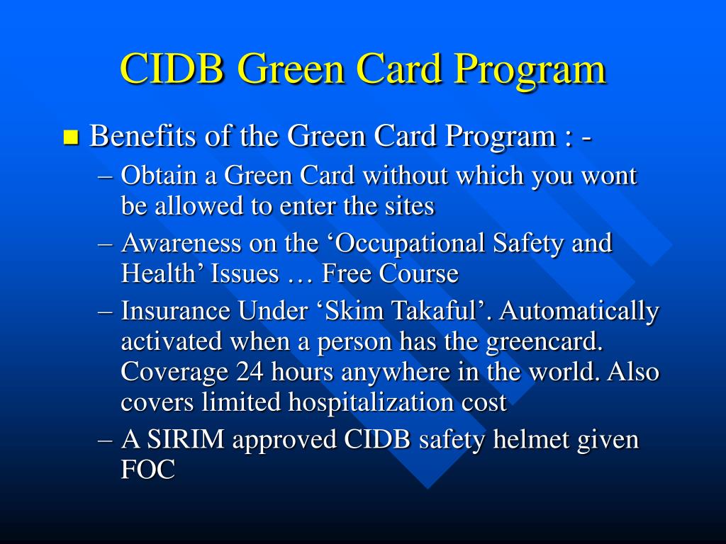 PPT CIDB Green Card Program PowerPoint Presentation ID374017