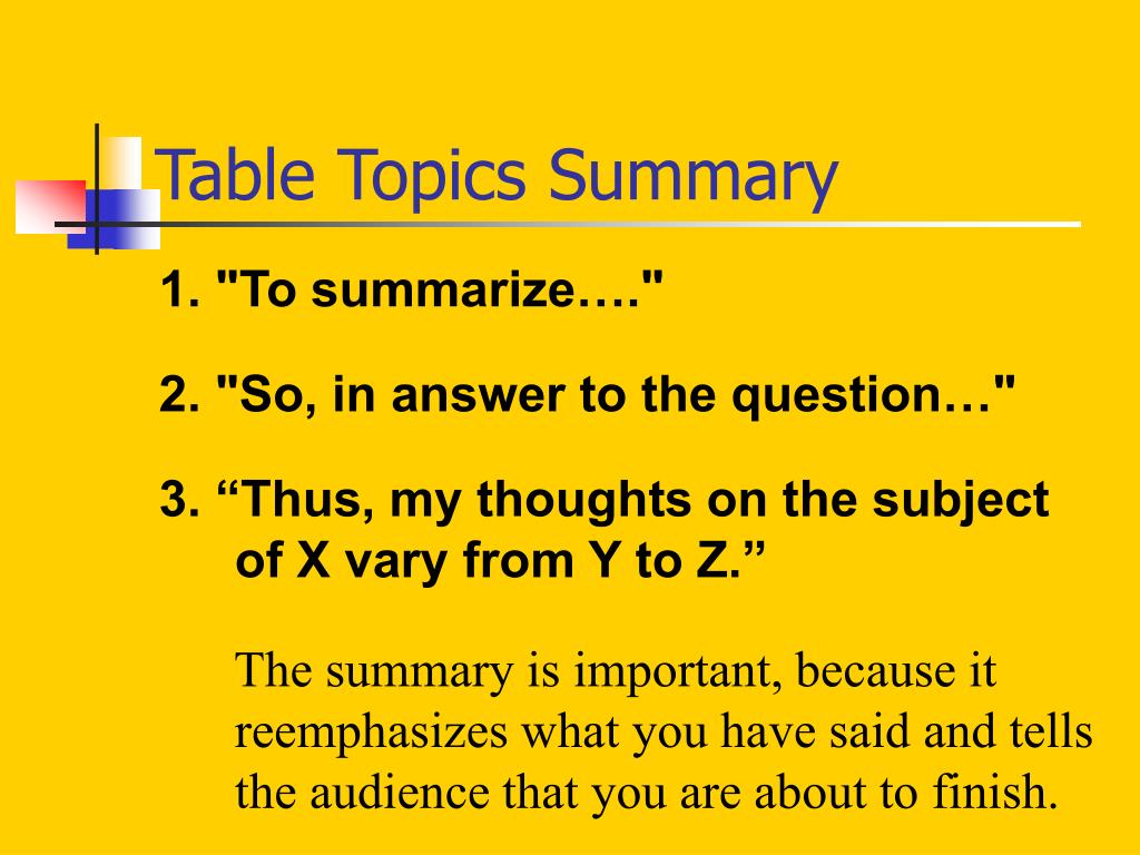 PPT Table Topics PowerPoint Presentation, free download ID375653
