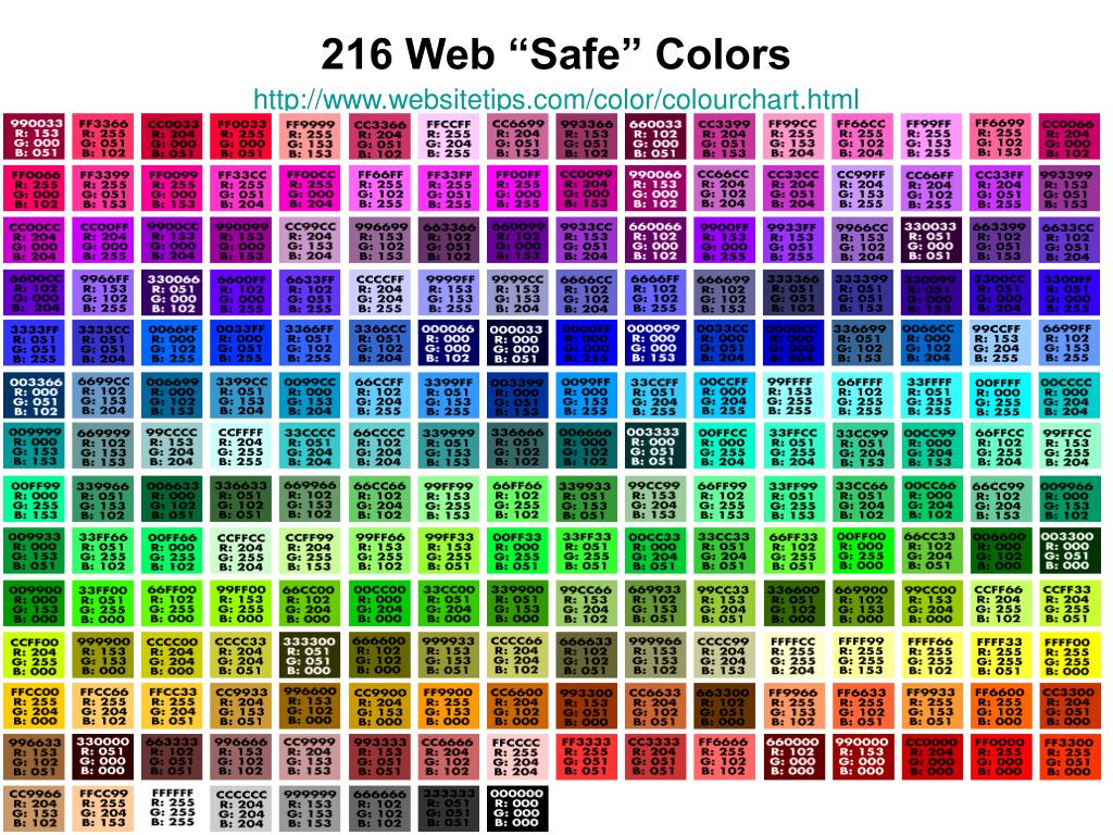 216  Safe Color Chart
