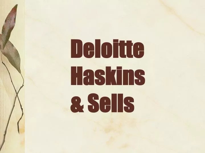 PPT Deloitte Haskins & Sells PowerPoint Presentation ID380561