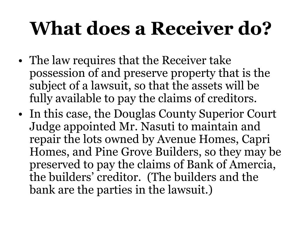 PPT Receivership Information PowerPoint Presentation, free download