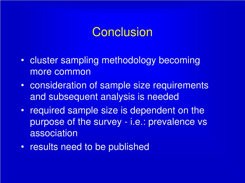 PPT Design of Crosssectional Surveys using Cluster Sampling an