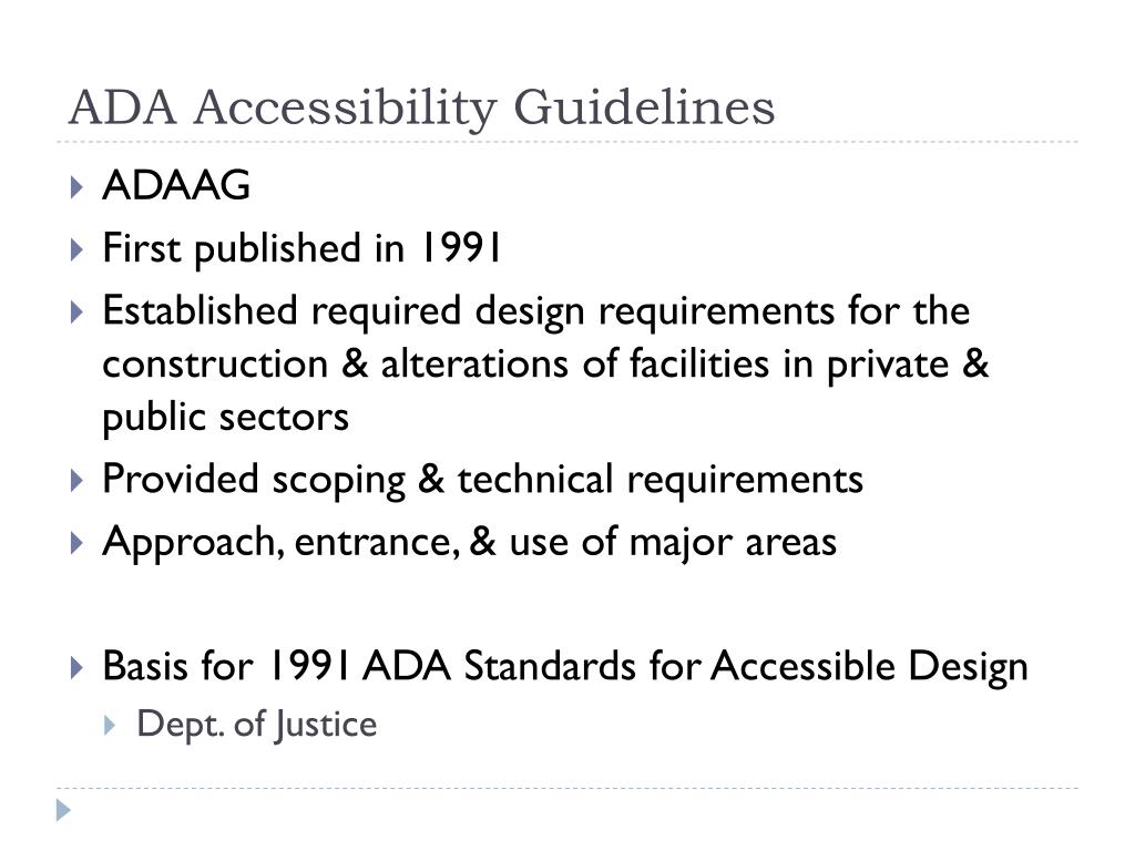 PPT ADA Guidelines & Standards PowerPoint Presentation ID385379