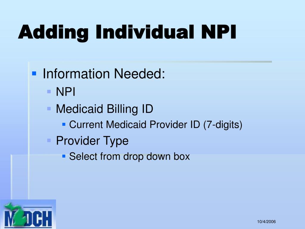 PPT National Provider Identifier (NPI) PowerPoint Presentation, free download ID385914