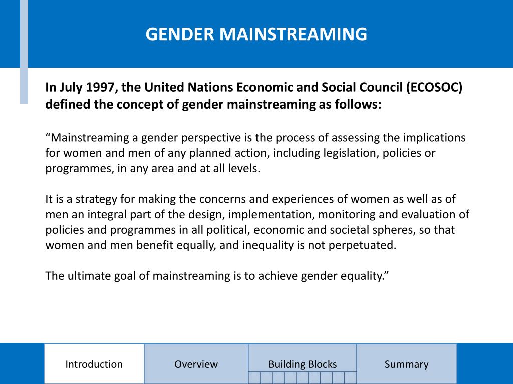 PPT GENDER MAINSTREAMING THE ILO APPROACH PowerPoint Presentation