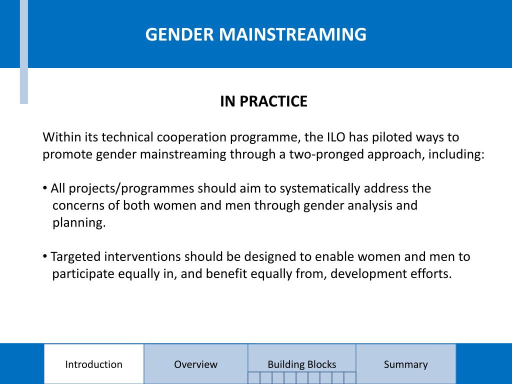 PPT GENDER MAINSTREAMING THE ILO APPROACH PowerPoint Presentation, free download ID387951