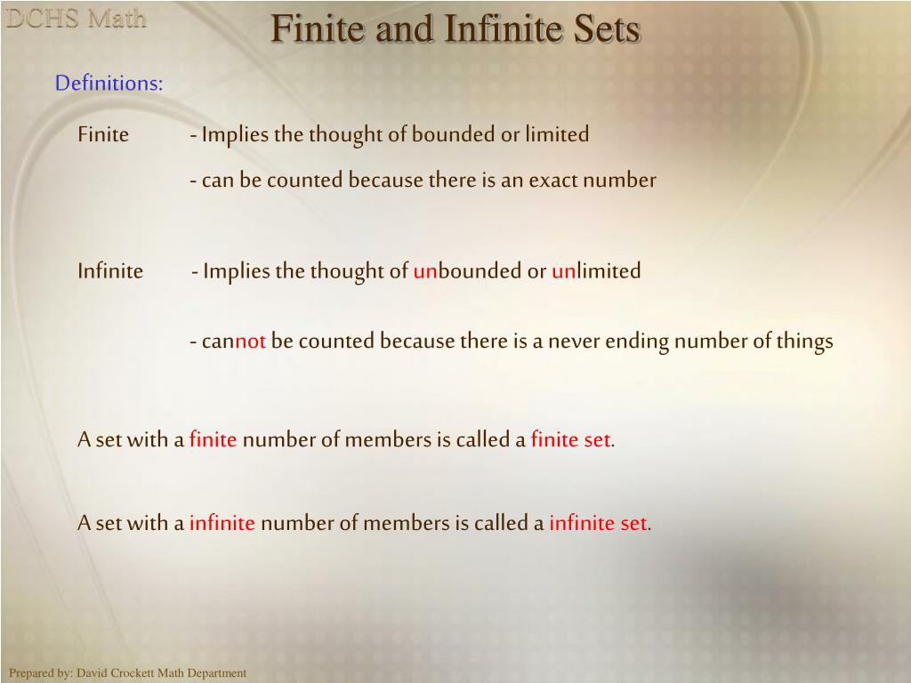 PPT Lesson 56 Finite and Infinite Sets Membership in a Set
