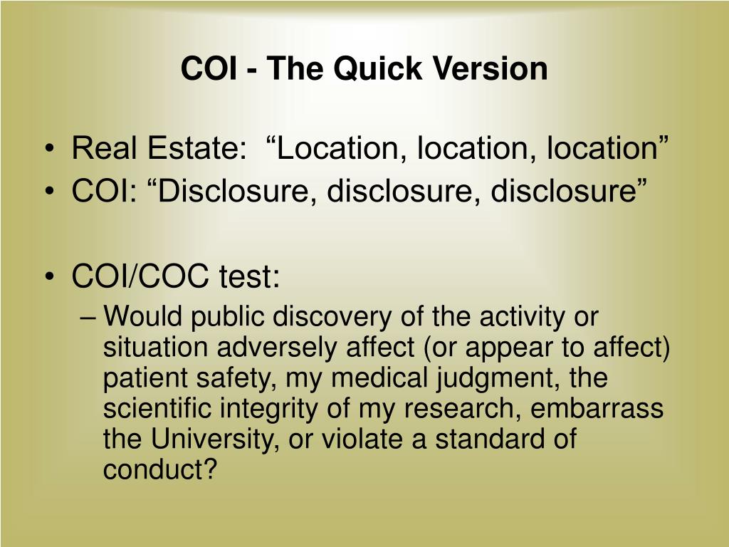 PPT Identifying and Managing Conflict of Interest and Conflict of