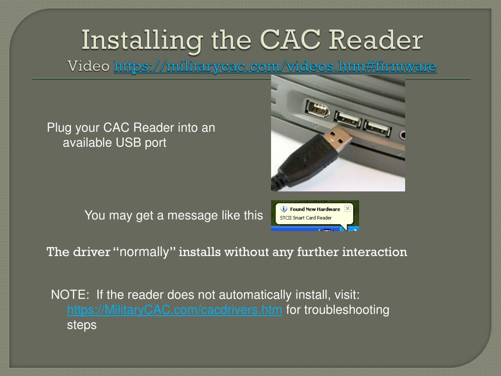 PPT How to Install a CAC Reader and software on your Personal
