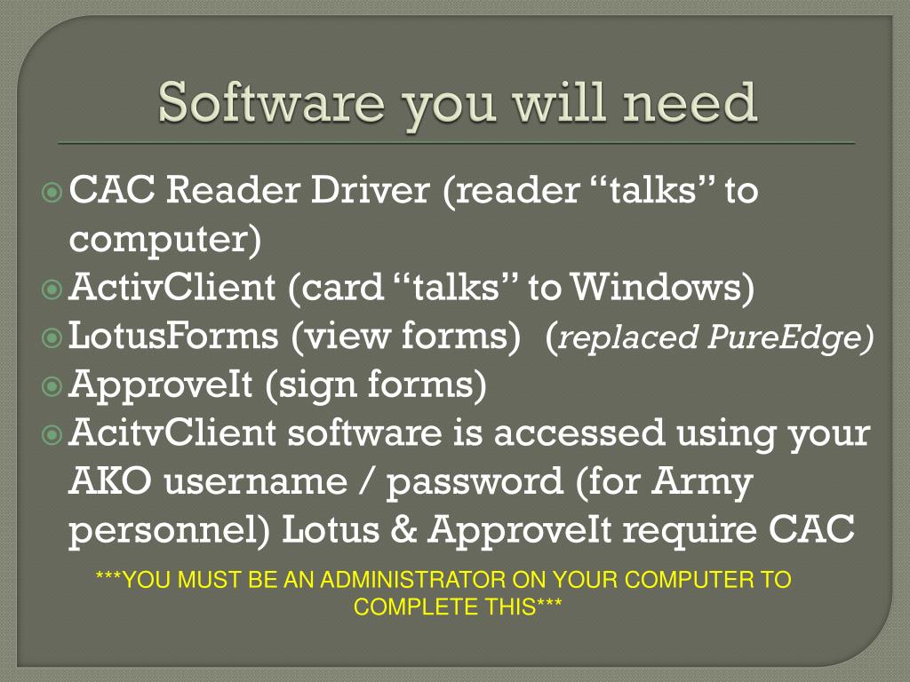 PPT How to Install a CAC Reader and software on your Personal