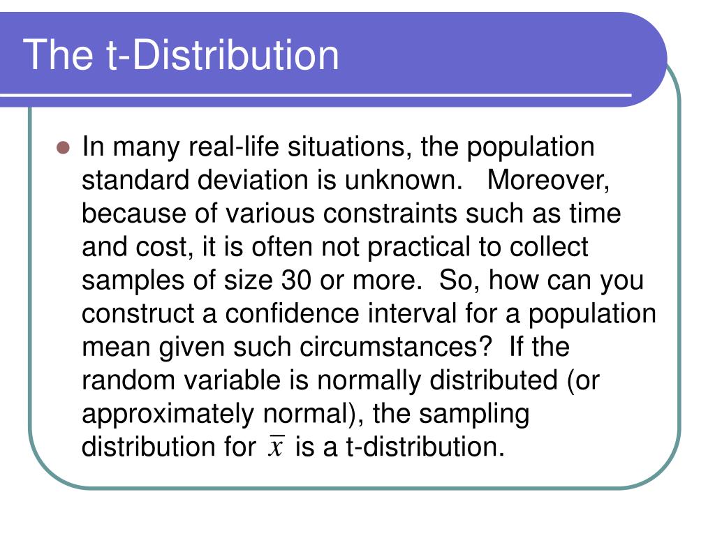 PPT 6.2 Confidence Intervals for the Mean (Small Samples) PowerPoint