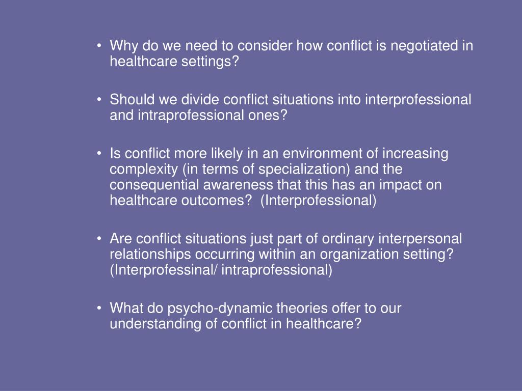 PPT Negotiating Conflict in Healthcare Organizations Theory and
