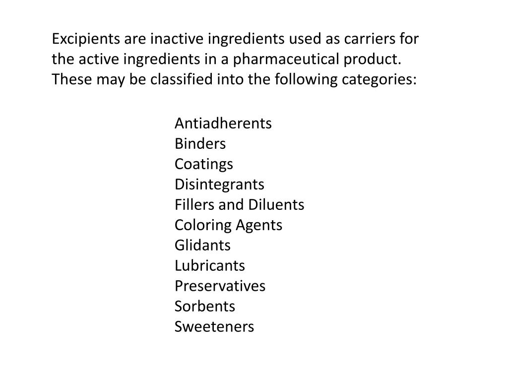 PPT Excipients PowerPoint Presentation, free download ID402178