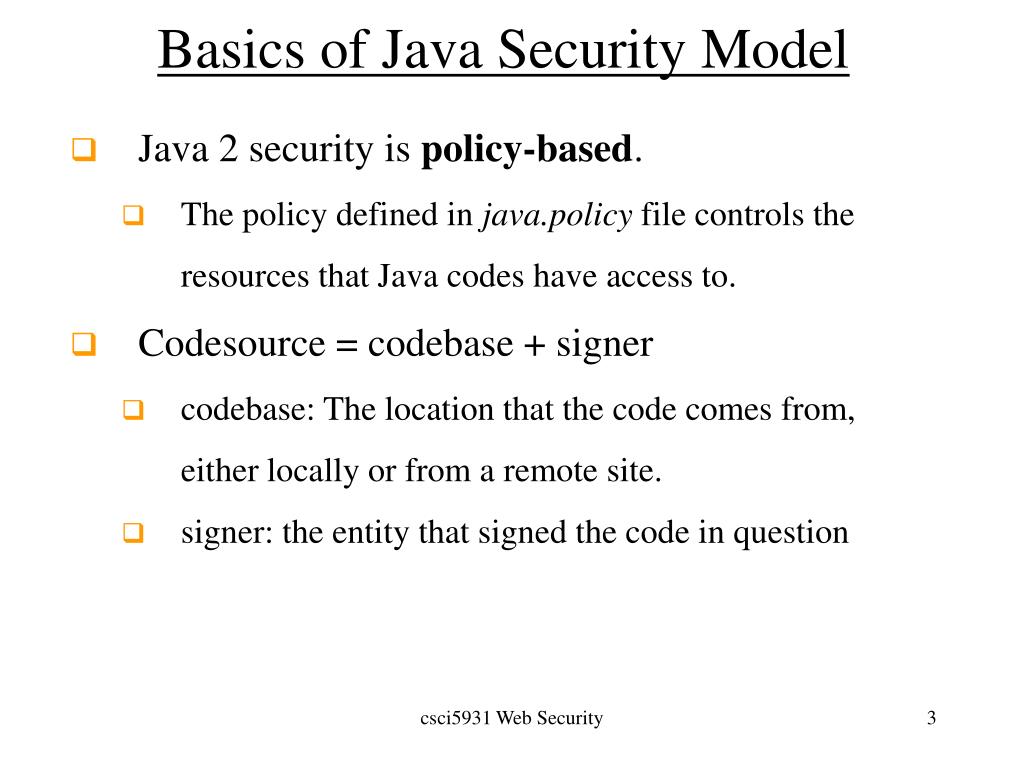 PPT Java Security Model (GS Ch. 7) PowerPoint Presentation, free download ID402891