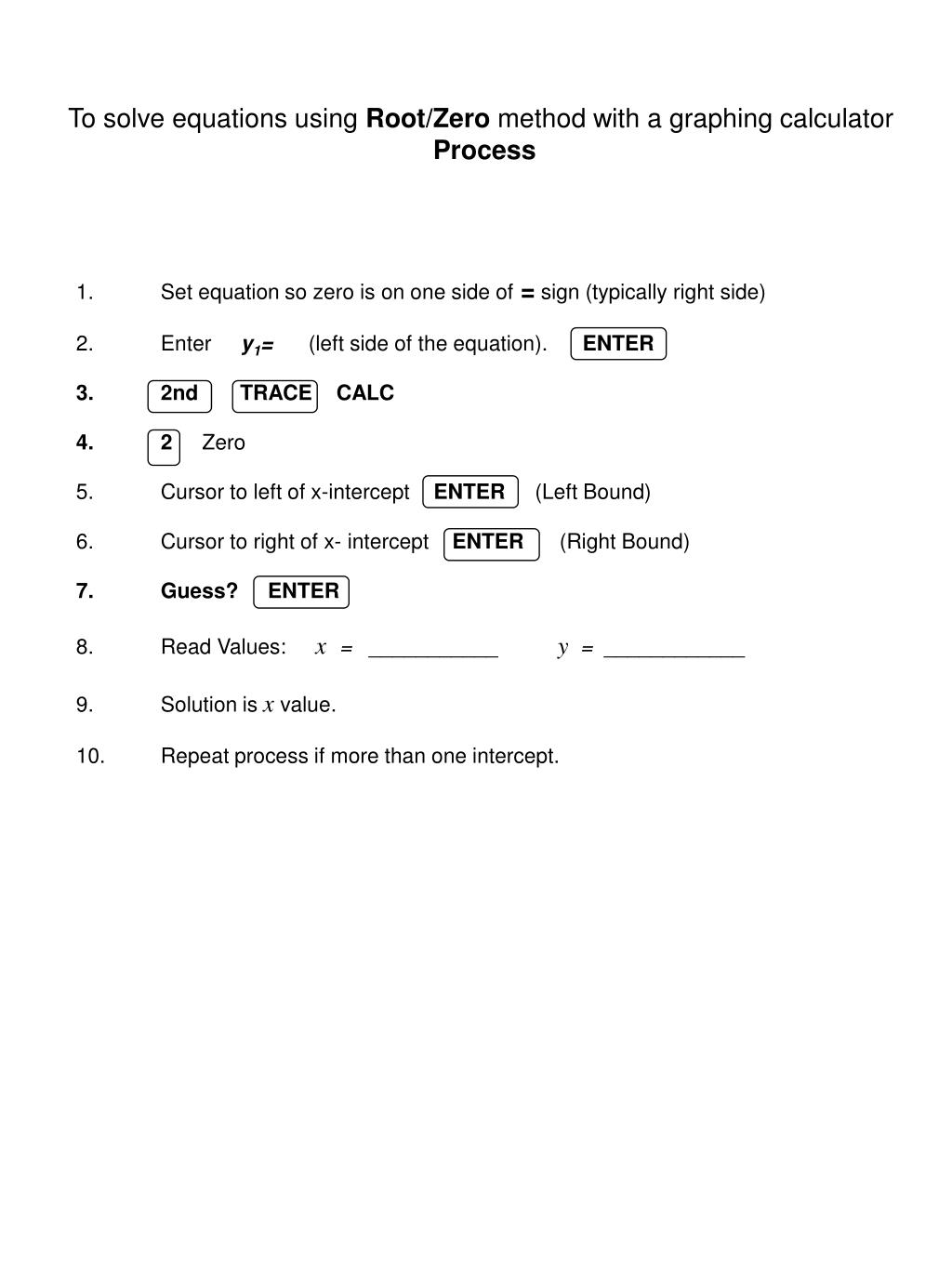 PPT To solve equations using Intersect method with a graphing