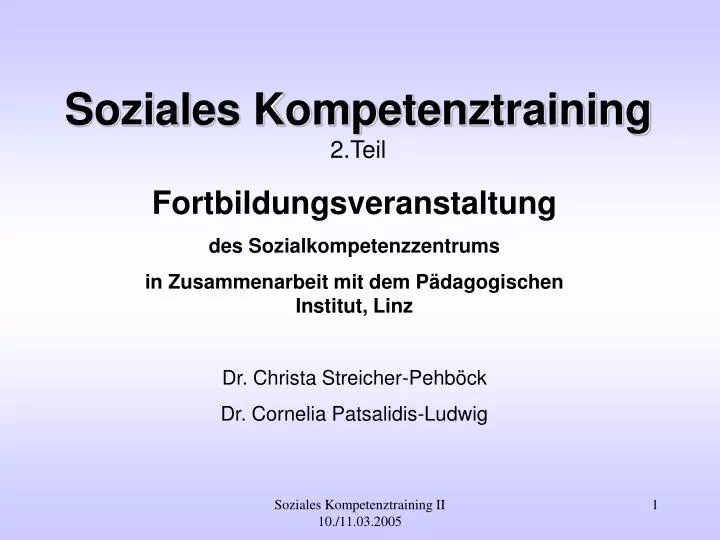 PPT Soziales Kompetenztraining 2.Teil PowerPoint Presentation, free