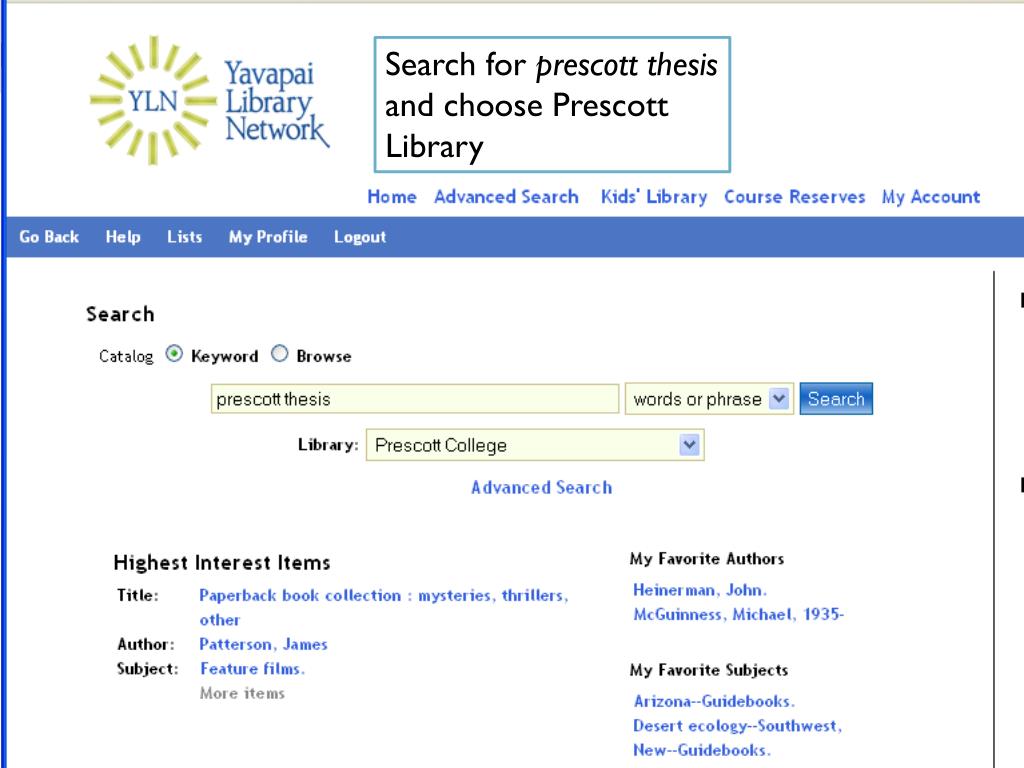 PPT Books & Theses at the Prescott College Library PowerPoint