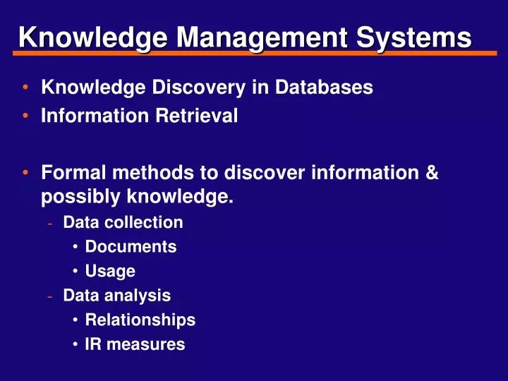 PPT Knowledge Management Systems PowerPoint Presentation, free