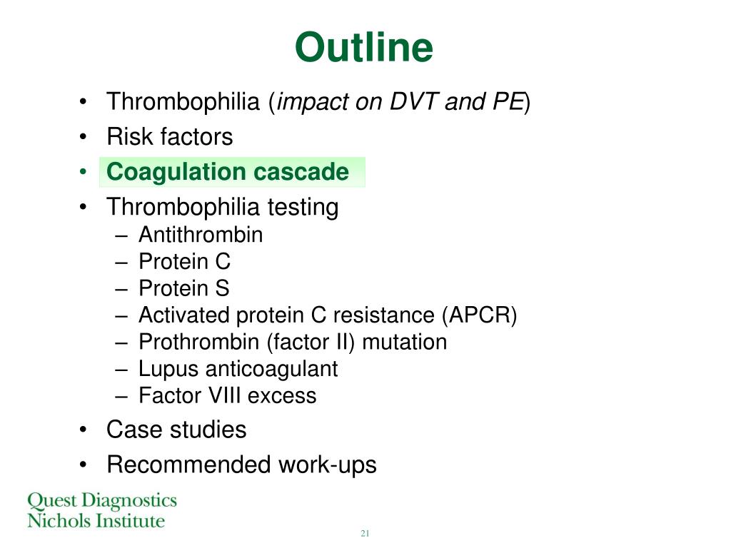 PPT Thrombophilia Failure of the Inherent Anticoagulation Defense