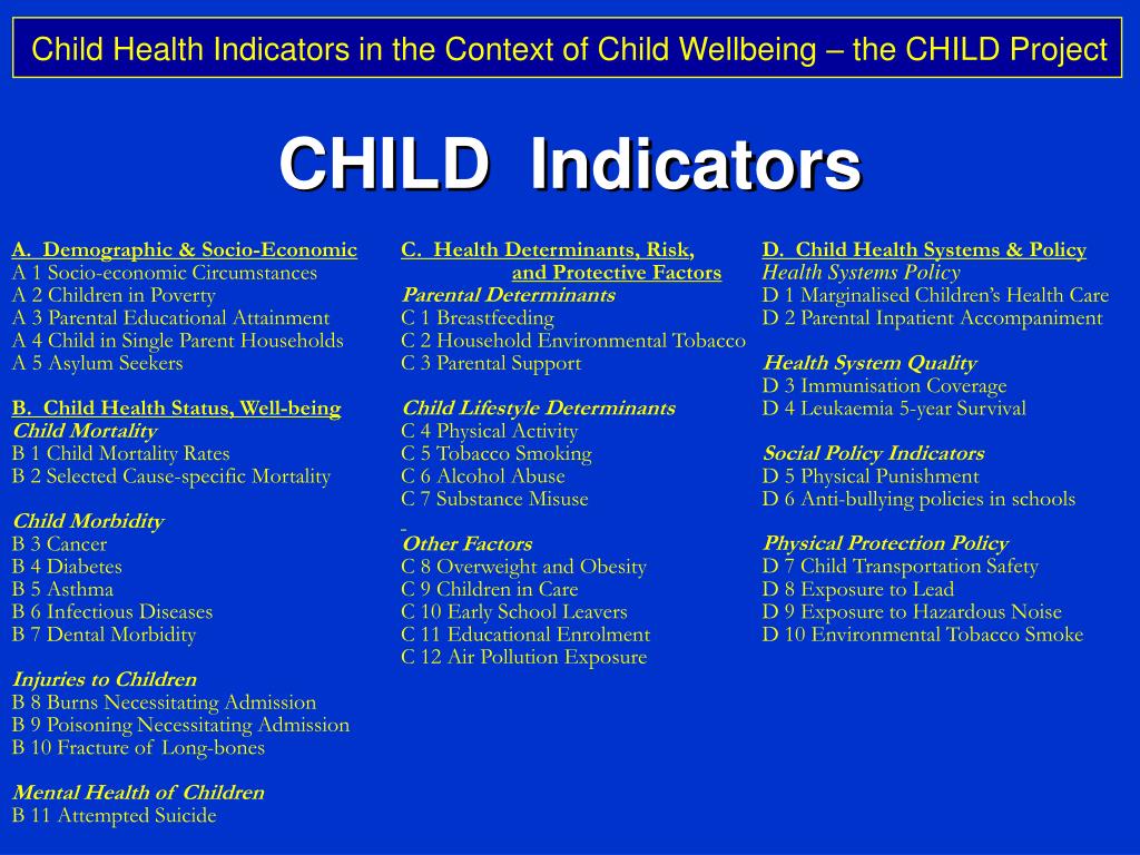 PPT Child Health Indicators in the Context of Child Wellbeing The EU