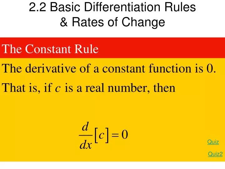 PPT 2.2 Basic Differentiation Rules & Rates of Change