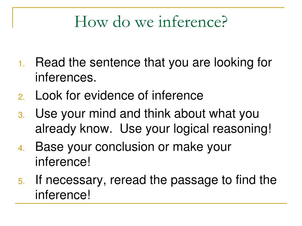 PPT Today we will make inferences using evidence from text and prior